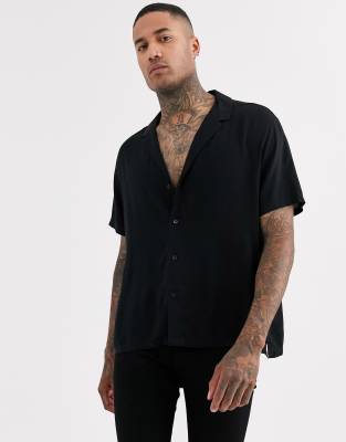 mens black viscose shirt