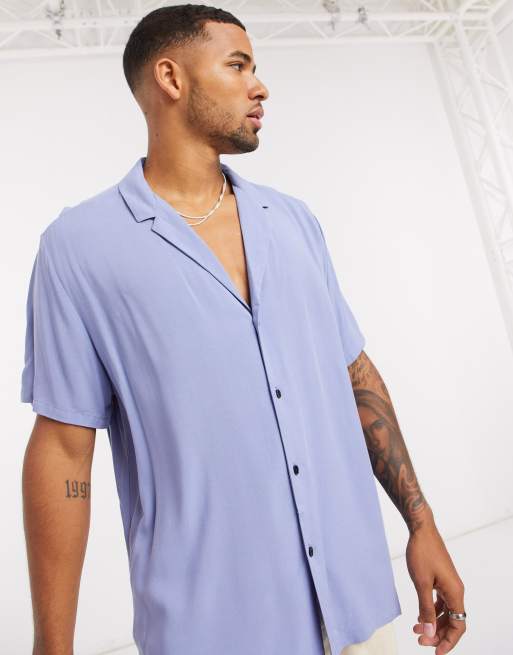 relaxed fit viscose shirt