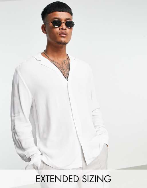 STRUCTURED VISCOSE BLEND SHIRT - White