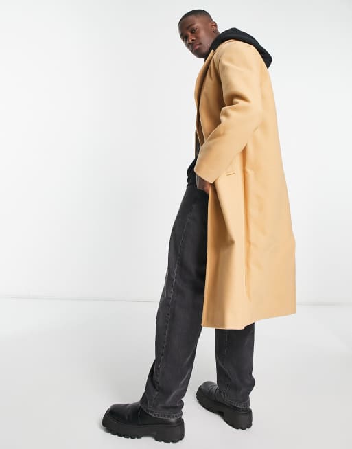 Asos design wool mix trench coat in on sale camel