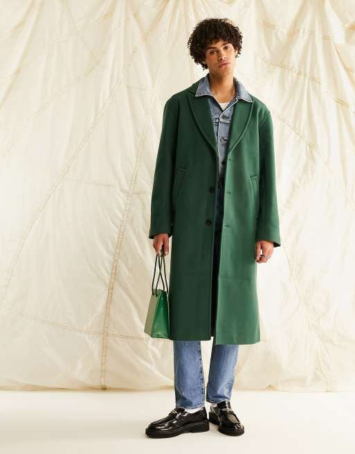 green wool coat long