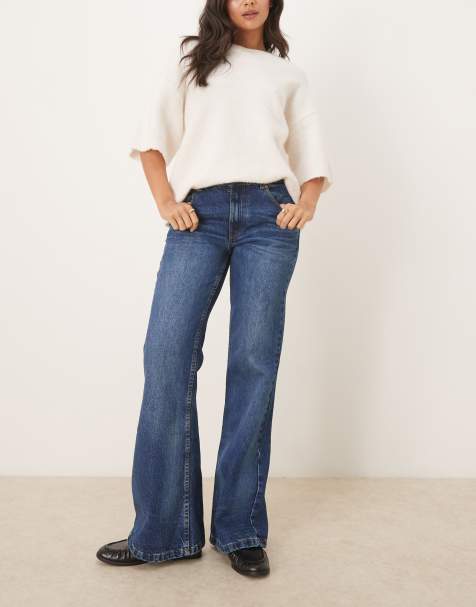 ASOS DESIGN relaxed flare jean in dark midwash