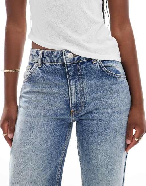 ASOS DESIGN loose flare jeans in light mid blue