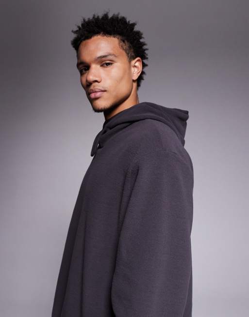 ASOS DESIGN relaxed fleece hoodie in charcoal, 4 of 5