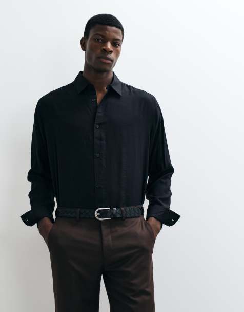 ASOS DESIGN relaxed flowing shirt in black - view 1