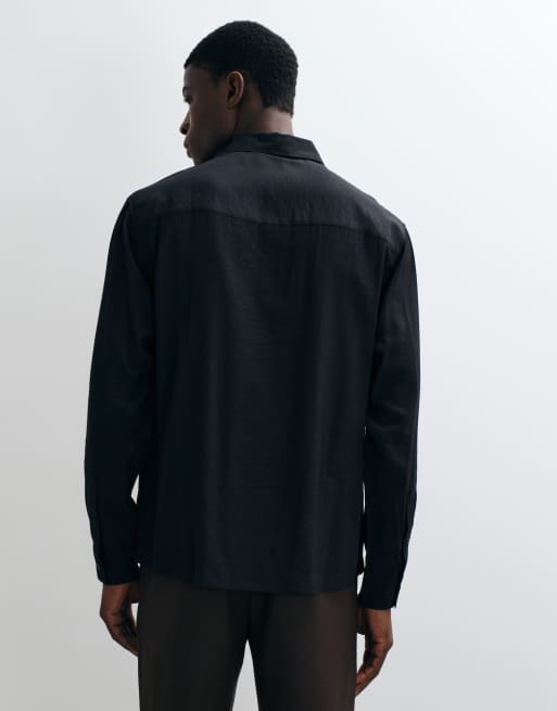 ASOS DESIGN relaxed flowing shirt in black, 3 of 5