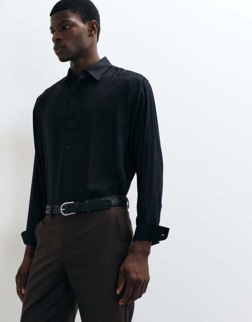 ASOS DESIGN relaxed flowing shirt in black, 5 of 5