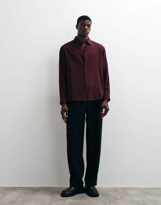 ASOS DESIGN relaxed flowing shirt in burgundy, 5 of 5