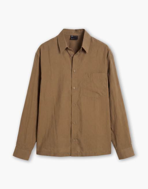 ASOS DESIGN relaxed flowing shirt in khaki (part of a set), 6 of 7