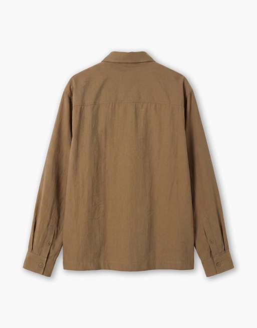 ASOS DESIGN relaxed flowing shirt in khaki (part of a set), 7 of 7