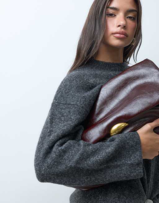 ASOS DESIGN relaxed fluffy sweater with wool in charcoal, 4 of 5