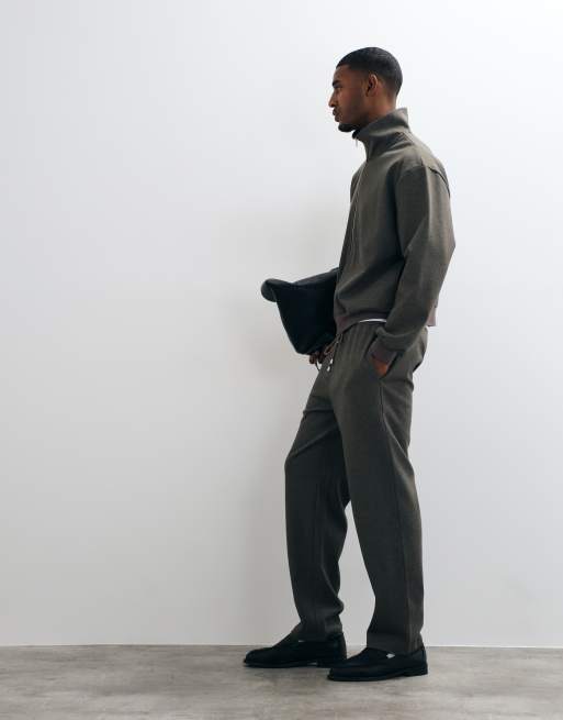 ASOS DESIGN relaxed funnel neck cotton twill zip through in grey, 4 of 5