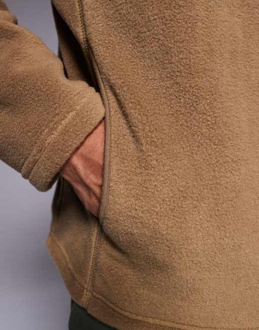 ASOS DESIGN relaxed funnel neck quarter zip fleece sweatshirt in beige