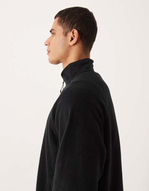 ASOS DESIGN relaxed funnel neck quarter zip fleece sweatshirt in black, 4 of 5