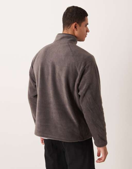 ASOS DESIGN relaxed funnel neck quarter zip fleece sweatshirt in gray, 3 of 5