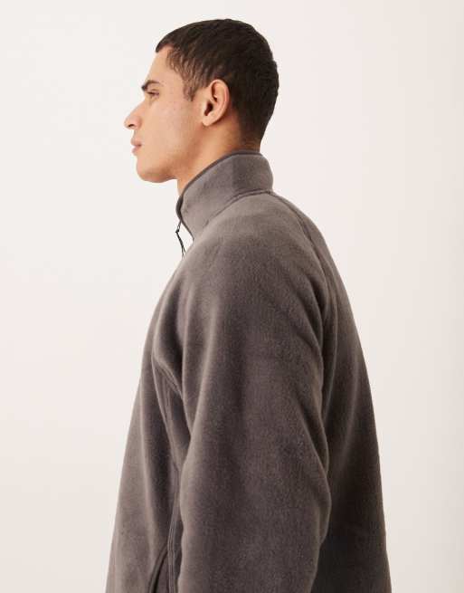 ASOS DESIGN relaxed funnel neck quarter zip fleece sweatshirt in gray, 4 of 5