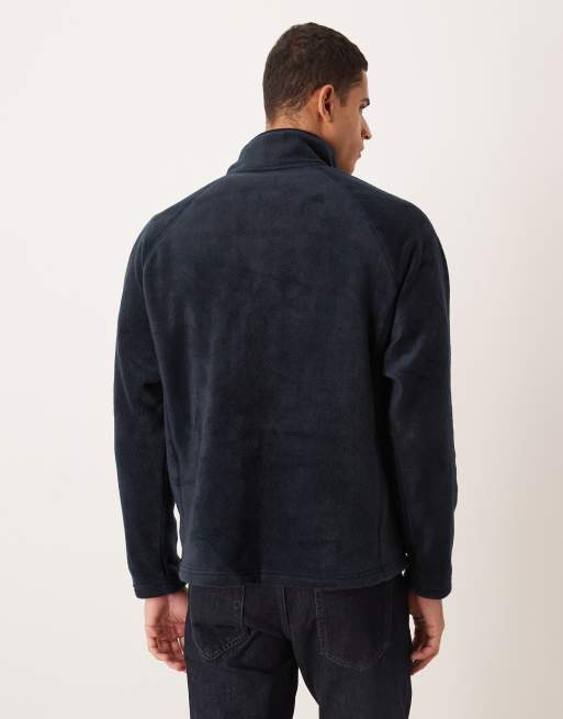 ASOS DESIGN relaxed funnel neck quarter-zip fleece sweatshirt in light navy , 3 of 5