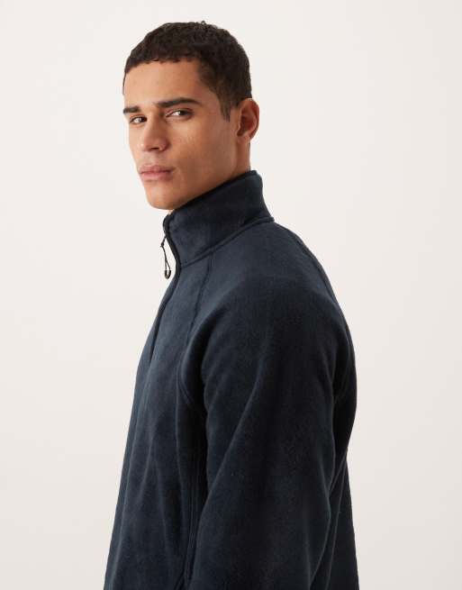 ASOS DESIGN relaxed funnel neck quarter-zip fleece sweatshirt in light navy , 4 of 5
