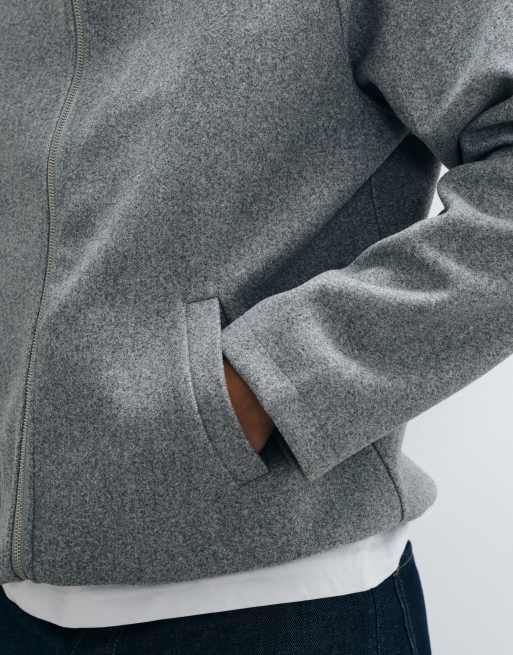 ASOS DESIGN relaxed funnel zip through sweatshirt in wool look texture in grey, 4 of 5