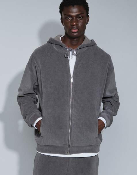 ASOS DESIGN relaxed gebreid vest met opstaande kraag en rits in antracietgrijs - view 1