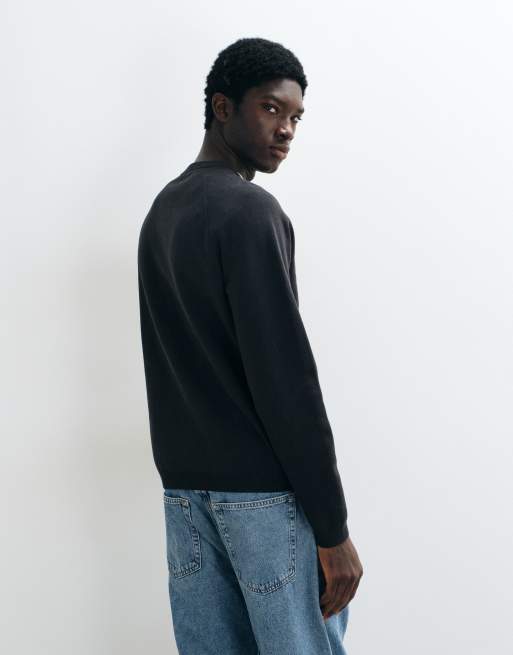 ASOS DESIGN relaxed gebreide henley in zwart, 5 van 5