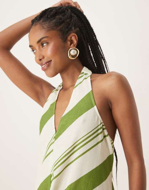 green emerald velvet dress ASOS DESIGN sheer chiffon tent mini dress in green stripe – ASOS Sample Sale