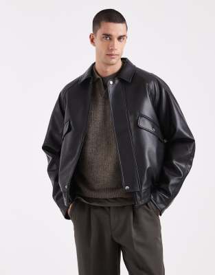 Asos Design Relaxed Harrington Jacket In Black