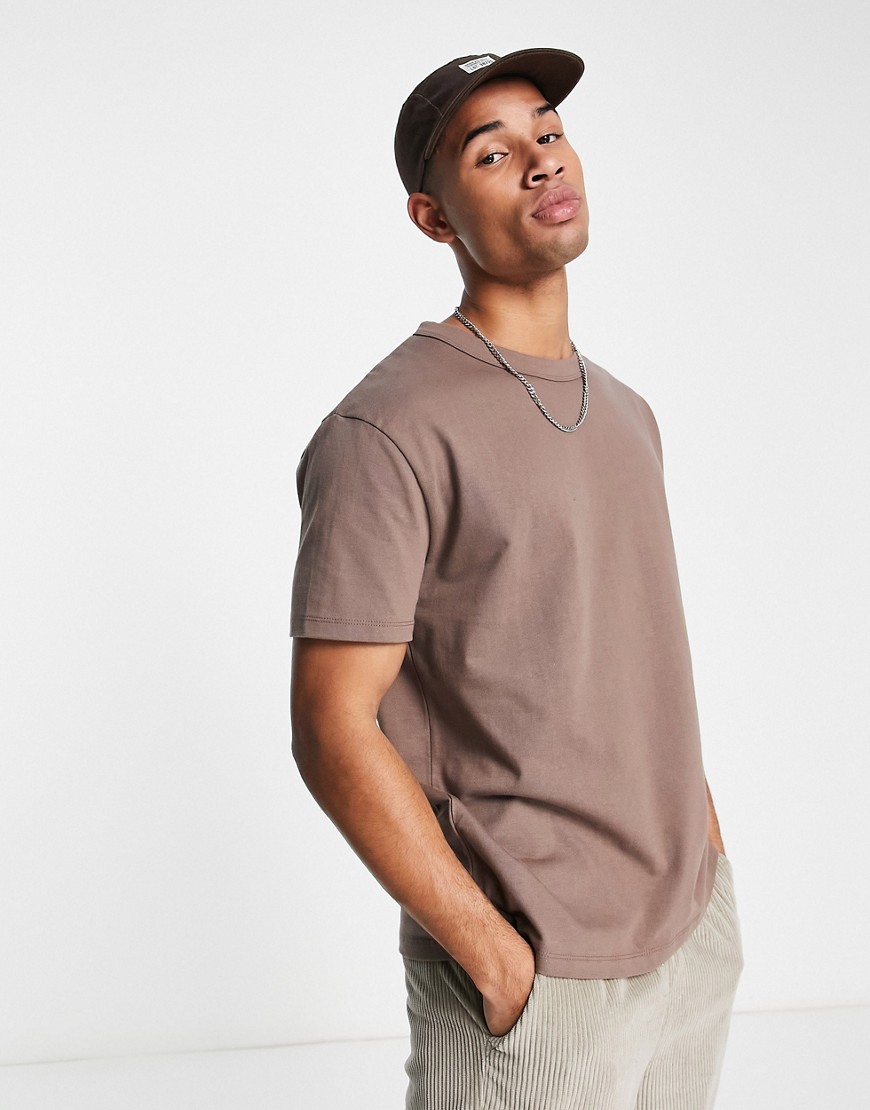 ASOS DESIGN relaxed heavyweight t-shirt in brown