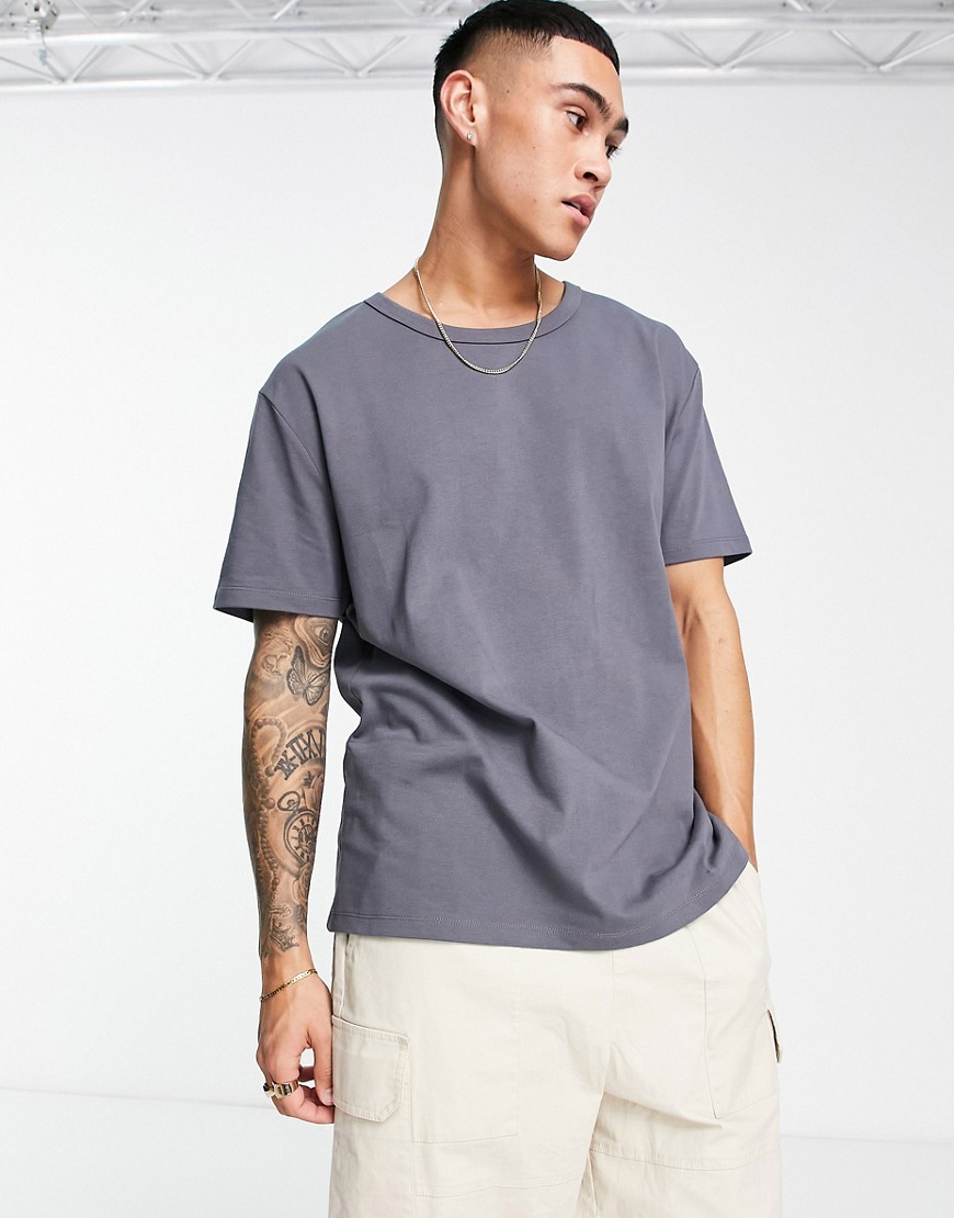 asos design relaxed heavyweight t-shirt in washed black-grey