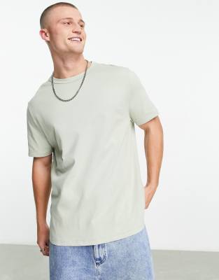 ASOS DESIGN ASOS DESIGN relaxed heavyweight t-shirt in washed khaki-Green