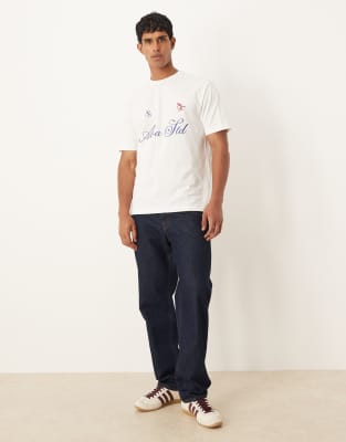 Asos Design Relaxed Heavyweight T-shirt With Print In Black