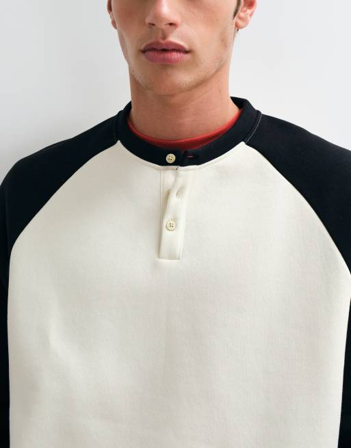 ASOS DESIGN relaxed henley met contrasterende raglanmouwen in polycotton, 4 van 5