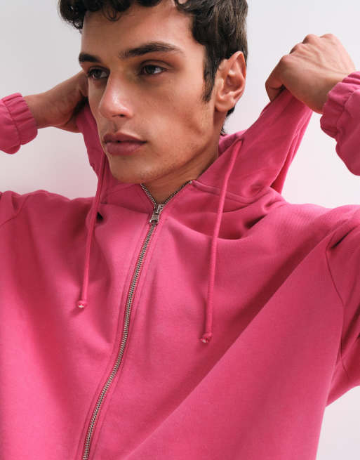 ASOS DESIGN relaxed hoodie met trekkoorden in roze wassing, 4 van 5