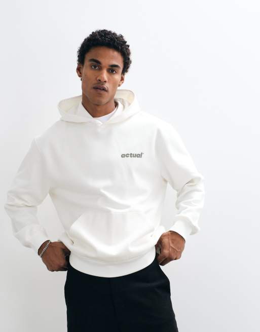 ASOS DESIGN relaxed hoodie with back print in ecru, 2 of 9