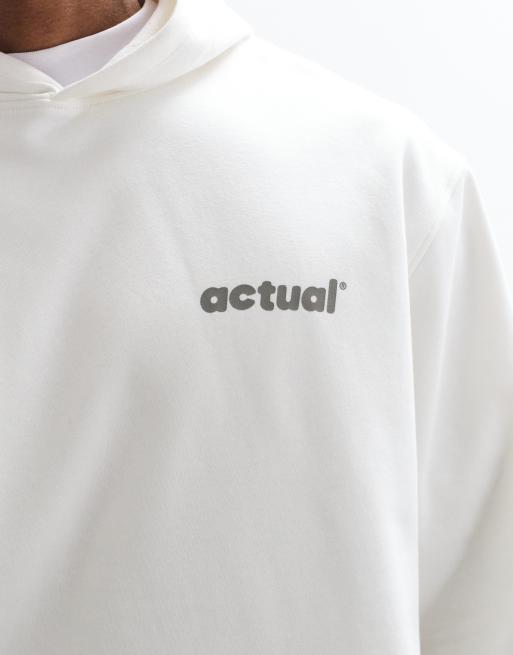 ASOS DESIGN relaxed hoodie with back print in ecru, 3 of 9