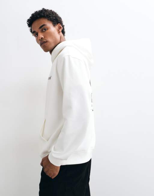 ASOS DESIGN relaxed hoodie with back print in ecru, 4 of 9