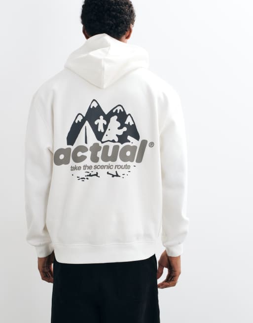 ASOS DESIGN relaxed hoodie with back print in ecru, 5 of 9