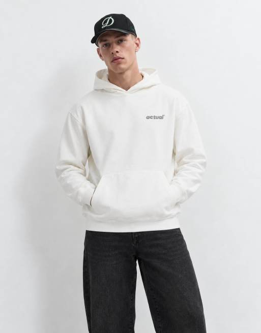 ASOS DESIGN relaxed hoodie with back print in ecru, 7 of 9
