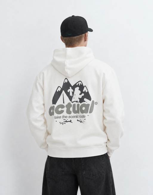 ASOS DESIGN relaxed hoodie with back print in ecru, 9 of 9