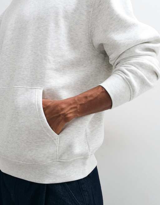 ASOS DESIGN relaxed hoodie with back puff print in gray heather, 3 of 9