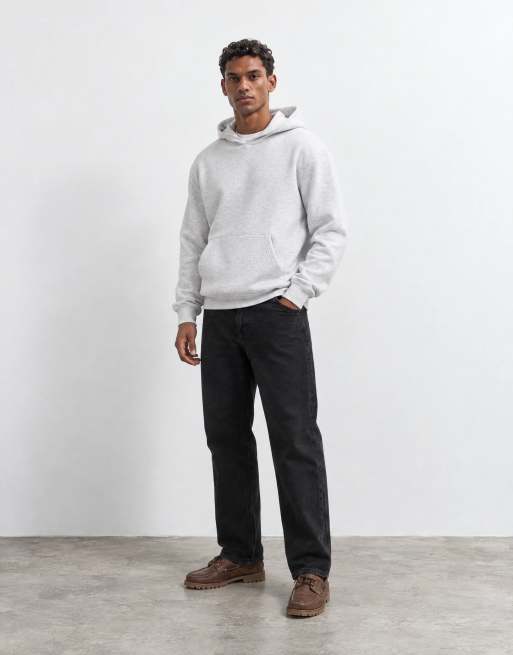ASOS DESIGN relaxed hoodie with back puff print in gray heather, 6 of 9