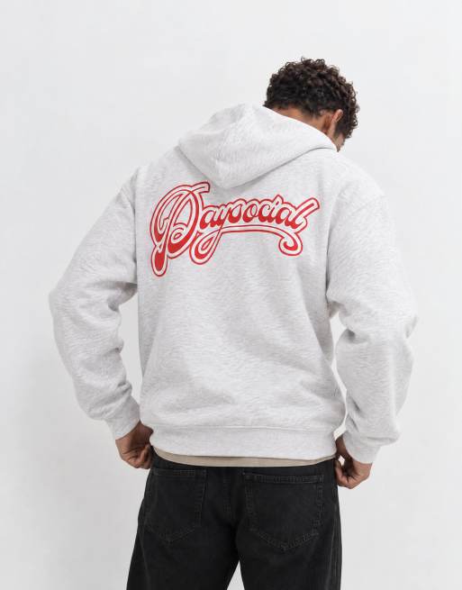 ASOS DESIGN relaxed hoodie with back puff print in gray heather, 9 of 9