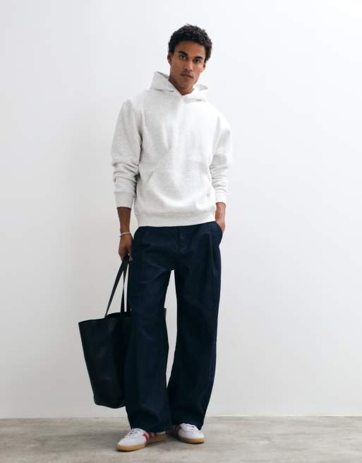 ASOS DESIGN relaxed hoodie with back puff print in grey marl, 2 of 9