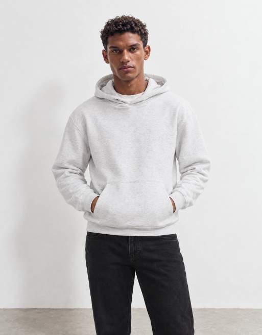 ASOS DESIGN relaxed hoodie with back puff print in grey marl, 7 of 9