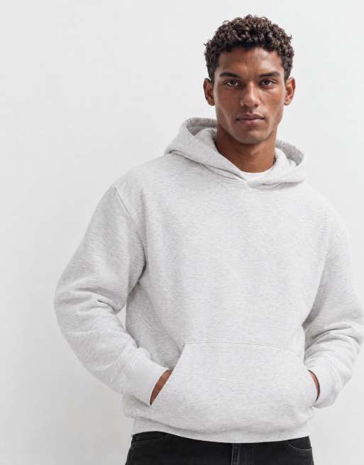 ASOS DESIGN relaxed hoodie with back puff print in grey marl, 8 of 9