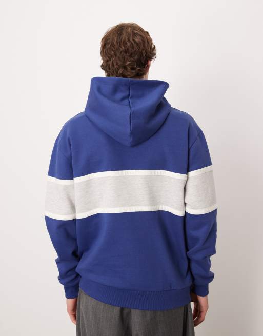 ASOS DESIGN relaxed hoodie with color blocking in navy, 3 of 5