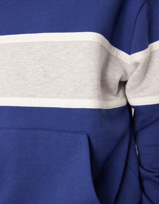 ASOS DESIGN relaxed hoodie with colour blocking in navy, 4 of 5