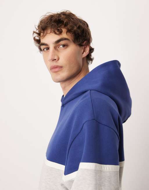 ASOS DESIGN relaxed hoodie with colour blocking in navy, 5 of 5