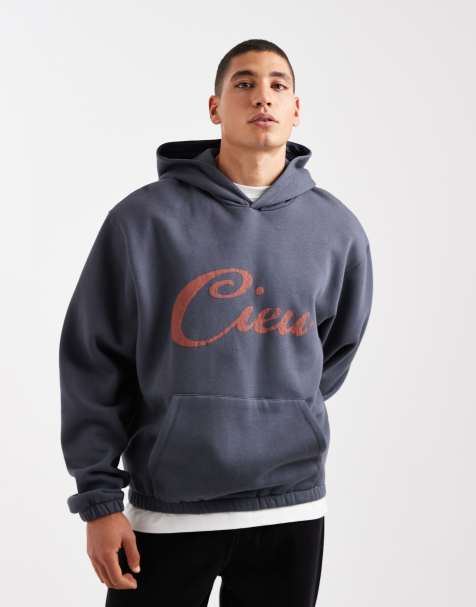 ASOS DESIGN relaxed hoodie with crackled print in blue - view 1