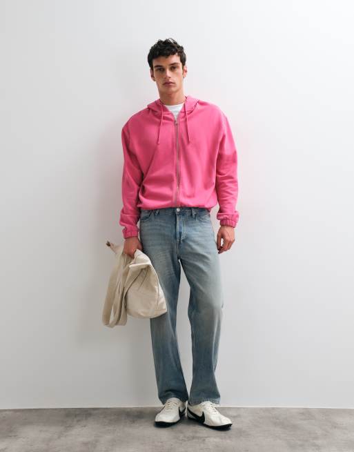 ASOS DESIGN relaxed hoodie with drawcords in pink wash, 4 of 5